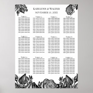 Minimalistische gotische Hochzeit in Schwarz und W Poster
