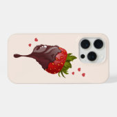 Minimalistische Gourmetschokolade getauchte Erdbee iPhone Hülle (Rückseite (Horizontal))