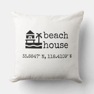 Minimalistische GPS-Koordinaten von Custom Beach Z Kissen