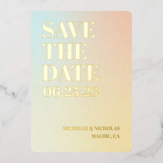 Minimalistische Gradient Save the Date Karte (Vorderseite)