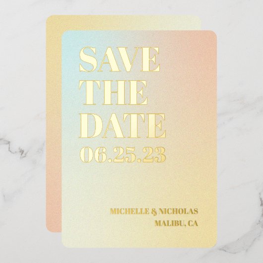 Minimalistische Gradient Save the Date Karte (Vorderseite/Rückseite)
