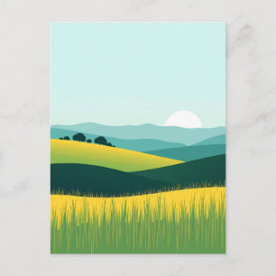 Minimalistische Gradientenhügel und Graslandschaft Postkarte