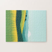 Minimalistische Gradientenhügel und Graslandschaft Puzzle (Horizontal)
