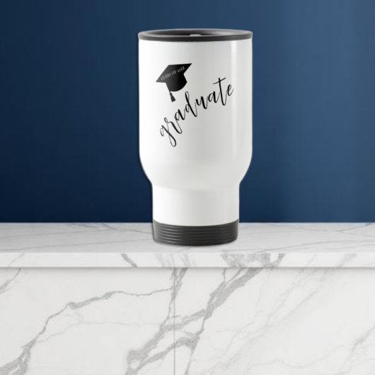 Minimalistische Graduiertenmütze Schwarz & Weiß Ab Reisebecher