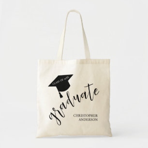 Minimalistische Graduiertenmütze Schwarz & Weiß Ab Tragetasche