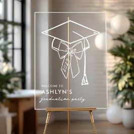 Minimalistische Graduierungskappe mit Bow - Begrüß Acrylschild