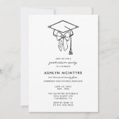 Minimalistische Graduierungskappe mit Bow Einladung (Vorderseite)