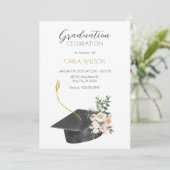 Minimalistische Graduierungskappe mit Einladung de (Stehend Vorderseite)