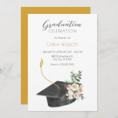 Minimalistische Graduierungskappe mit Einladung de (Vorne/Hinten)