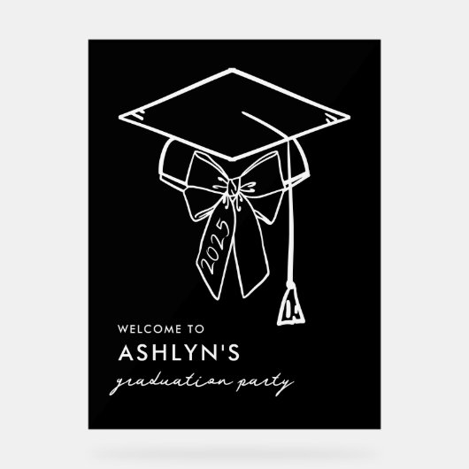 Minimalistische Graduierungspauschale mit Bow-Begr Acrylschild (Vorderseite)