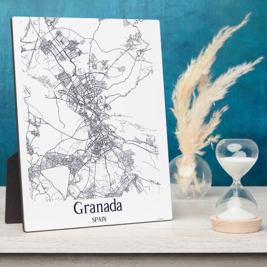 Minimalistische Granada City Map Tabletop Plaque Fotoplatte (Seite)