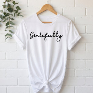Minimalistische Gratefully-Signatur-Schrift Tri-Blend Shirt