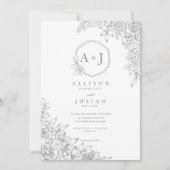 Minimalistische graue Blumenhochzeit Einladung (Vorderseite)