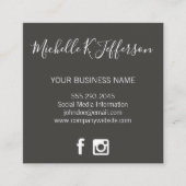 Minimalistische graue Cursive Text Social Media Ic Quadratische Visitenkarte (Vorderseite)