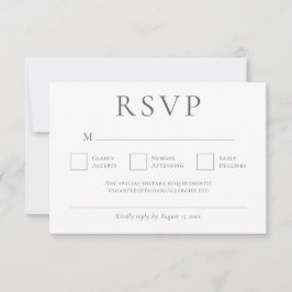Minimalistische graue Hochzeit RSVP Karte