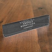 Minimalistische graue Holzböden Moderne Elegant Namensplakette (Seite)