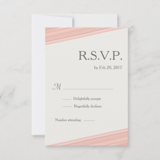 Minimalistische graue Korallenpfirsichstreifen uAw Einladung (Vorderseite)