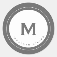 Minimalistische graue Monogram-Medallion mit Name