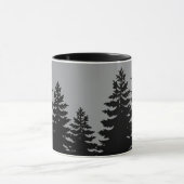 Minimalistische graue Pinienwälder Silhouette Tasse (Zentrum)
