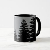 Minimalistische graue Pinienwälder Silhouette Tasse (VorderseiteRechts)