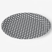 Minimalistische graue Polka-Punkte Pappteller (Schrägansicht)