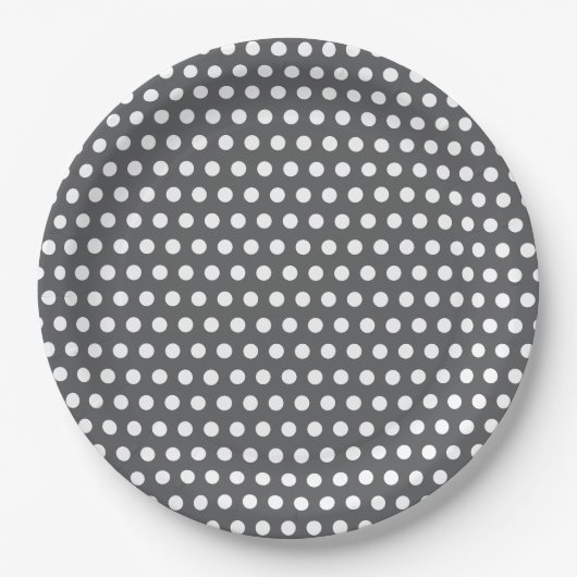 Minimalistische graue Polka-Punkte Pappteller (Vorderseite)