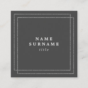 Minimalistische graue silberne quadratische visitenkarte