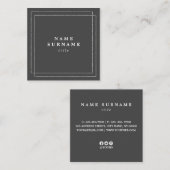 Minimalistische graue silberne quadratische visitenkarte (Vorne/Hinten)
