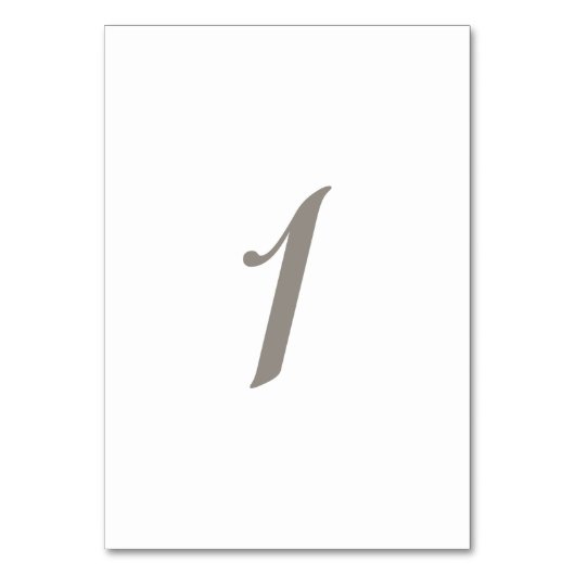 Minimalistische graue Tischnummer (Vorderseite)