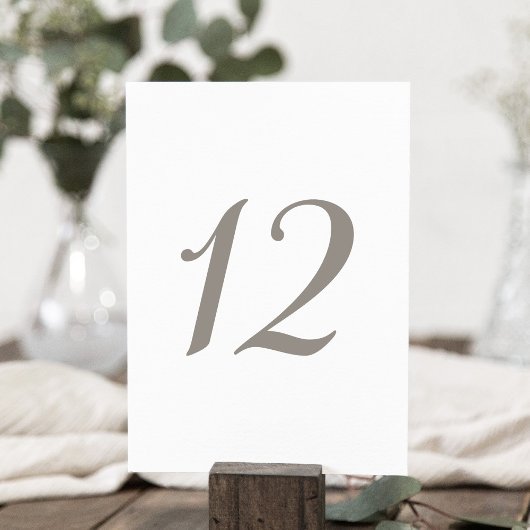 Minimalistische graue Tischnummer 12