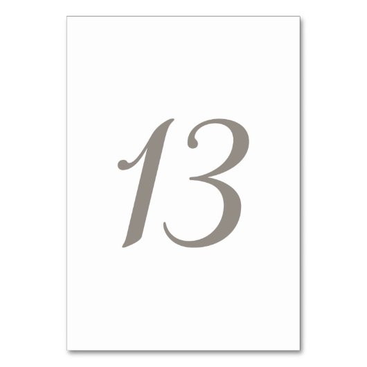 Minimalistische graue Tischnummer 13 (Vorderseite)