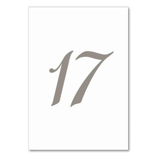 Minimalistische graue Tischnummer 17 (Vorderseite)