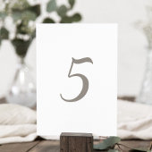 Minimalistische graue Tischnummer 5