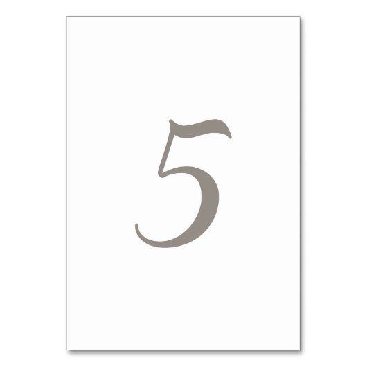 Minimalistische graue Tischnummer 5 (Vorderseite)