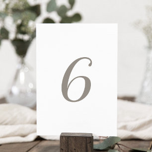 Minimalistische graue Tischnummer 6