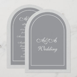 Minimalistische graue und hellgraue Bogenhochzeit Einladung