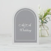 Minimalistische graue und hellgraue Bogenhochzeit Einladung (Stehend Vorderseite)