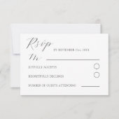 Minimalistische graue und weiße Hochzeit RSVP Karte (Vorderseite)