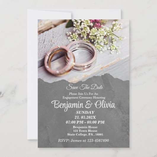 Minimalistische Graue Verlobung Einladung (Vorderseite)