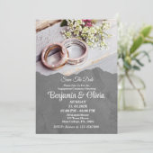 Minimalistische Graue Verlobung Einladung (Stehend Vorderseite)