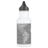 Minimalistische graue Vintage Weltkarte Edelstahlflasche (Links)