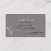 Minimalistische Graukarte der Blume Visitenkarte (Rückseite)