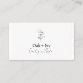 Minimalistische Graukarte der Blume Visitenkarte (Vorderseite)