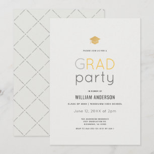 Minimalistische Gray Gold Graduation Party Einladung