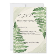 Minimalistische Green Fern Wedding RSVP-Karte