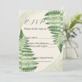 Minimalistische Green Fern Wedding RSVP-Karte Einladung (Stehend Vorderseite)