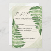 Minimalistische Green Fern Wedding RSVP-Karte Einladung (Vorne/Hinten)