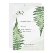 Minimalistische Green Fern Wedding RSVP-Karte