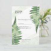 Minimalistische Green Fern Wedding RSVP-Karte Einladung (Stehend Vorderseite)