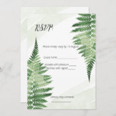 Minimalistische Green Fern Wedding RSVP-Karte Einladung (Vorne/Hinten)